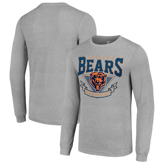 Men's Starter Heather Gray Chicago Bears '80s Inspired Team Logo Long Sleeve T-Shirt