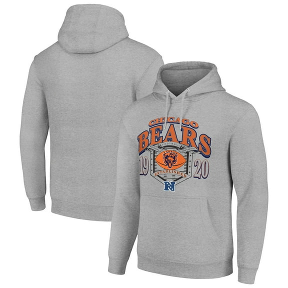 Men's Starter Heather Gray Chicago Bears 80s Retro Pullover Hoodie