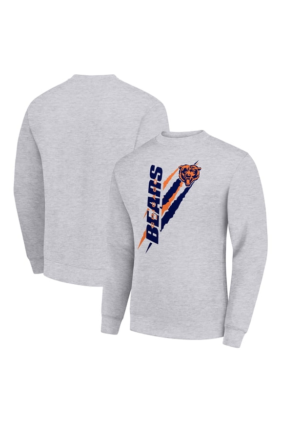 Men's Starter Heather Gray Chicago Bears Color Scratch Team Graphic Fleece Pullover Sweatshirt