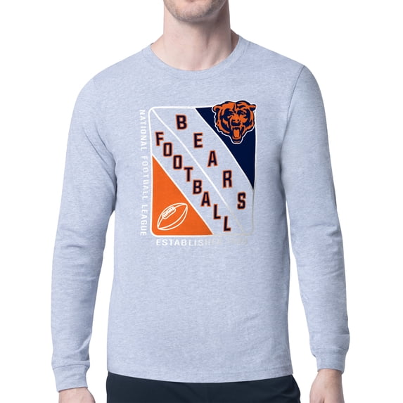 Men's Starter Heather Gray Chicago Bears Shield Logo Long Sleeve T-Shirt