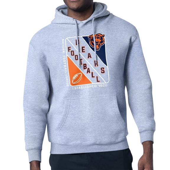 Men's Starter Heather Gray Chicago Bears Shield Logo Pullover Hoodie