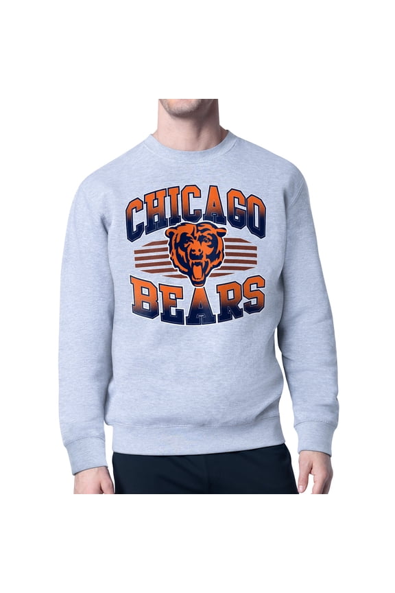 Men's Starter Heather Gray Chicago Bears Team Grit Graphic Fleece Pullover Sweatshirt