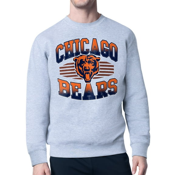 Men's Starter Heather Gray Chicago Bears Team Grit Graphic Fleece Pullover Sweatshirt