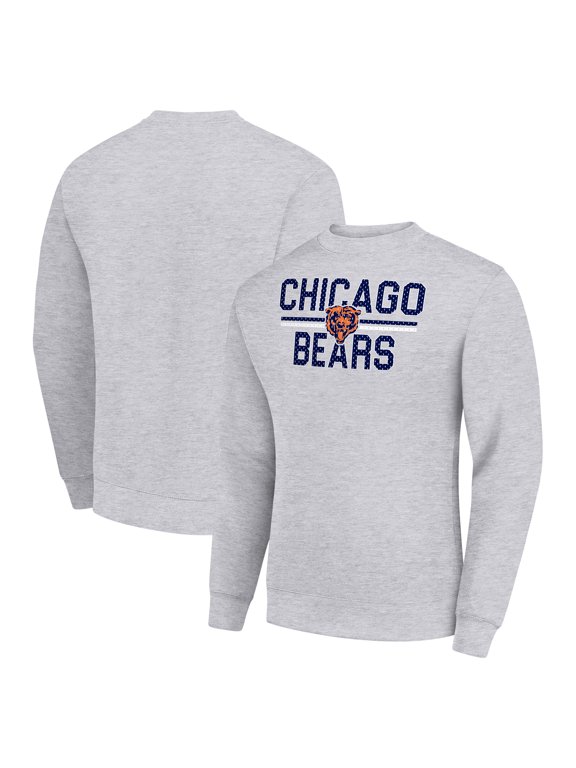 Men's Starter Heather Gray Chicago Bears Team Mesh Print Graphic Pullover Sweatshirt