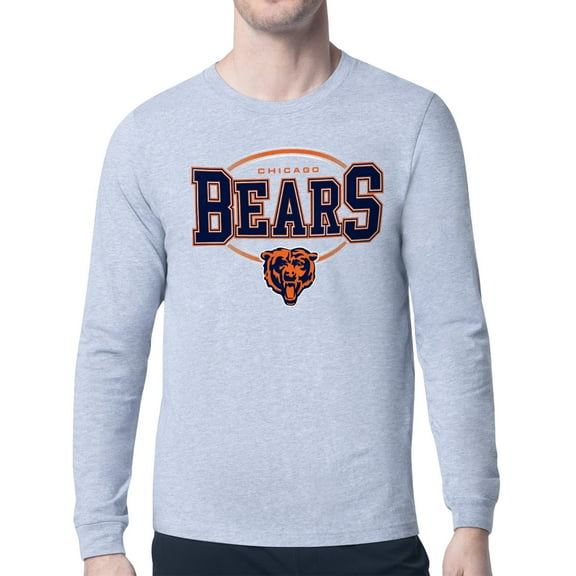 Men's Starter Heather Gray Chicago Bears Team Track Graphic Long Sleeve T-Shirt