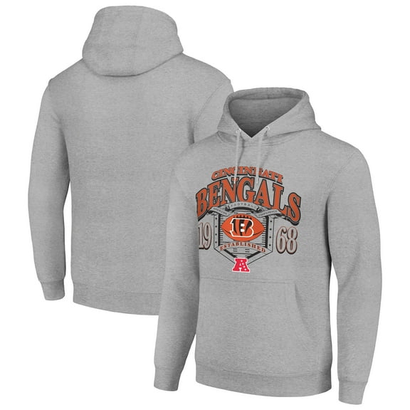 Men's Starter Heather Gray Cincinnati Bengals 80s Retro Pullover Hoodie