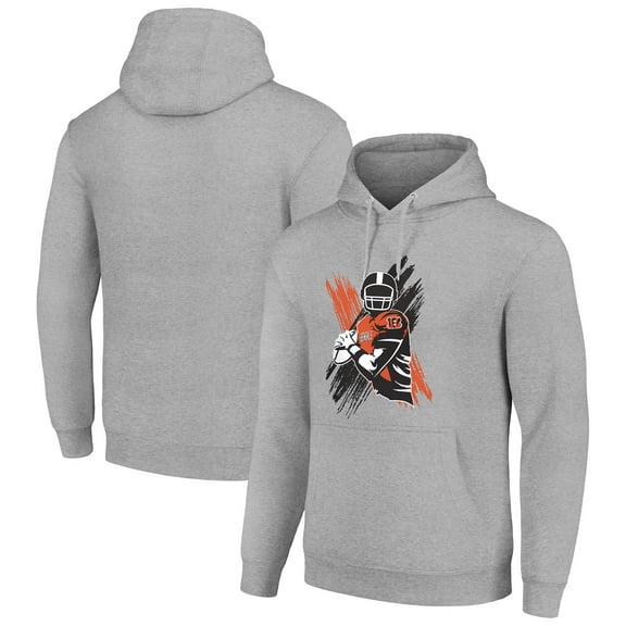 Men's Starter Heather Gray Cincinnati Bengals Player X Fleece Pullover Hoodie