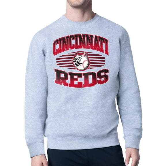 Men's Starter Heather Gray Cincinnati Reds Team Grit Graphic Fleece Pullover Sweatshirt