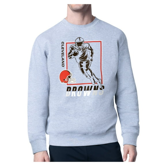 Men's-Starter Heather Gray Cleveland Browns Tri-Blend Pullover Sweatshirt