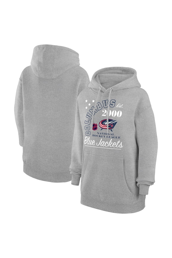 Men's Starter Heather Gray Columbus Blue Jackets Arch City Team Graphic Fleece Pullover Hoodie
