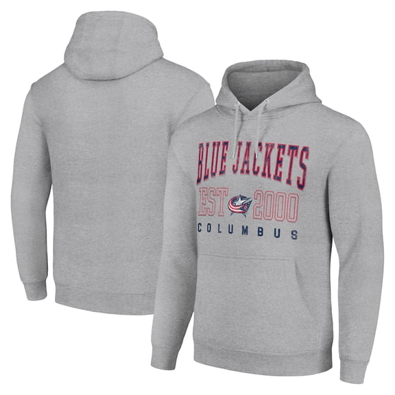 Men's Starter Heather Gray Columbus Blue Jackets Graphic Pullover Hoodie