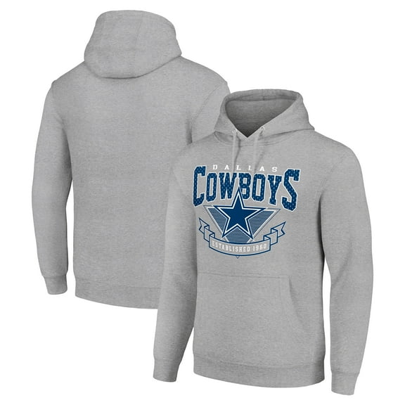 Men's Starter Heather Gray Dallas Cowboys -80s Inspired Pullover Hoodie