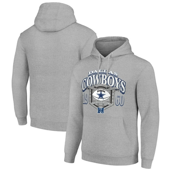 Men's Starter Heather Gray Dallas Cowboys 80s Retro Pullover Hoodie
