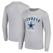 Mens Starter Heather Gray Dallas Cowboys Long Sleeve T-Shirt