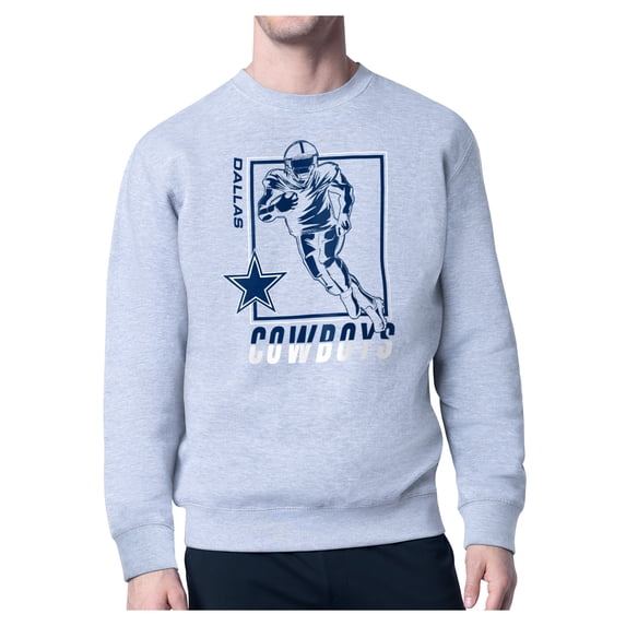 Men's Starter Heather Gray Dallas Cowboys Player Grid Pullover Sweatshirt