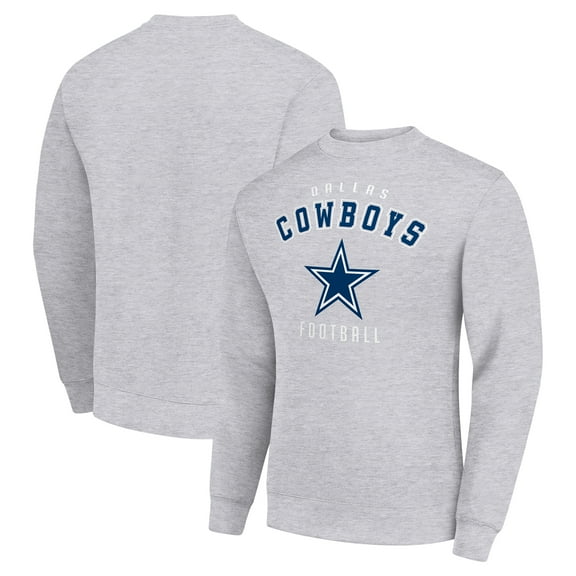 Men's Starter Heather Gray Dallas Cowboys Team Logo Pullover Sweatshirt