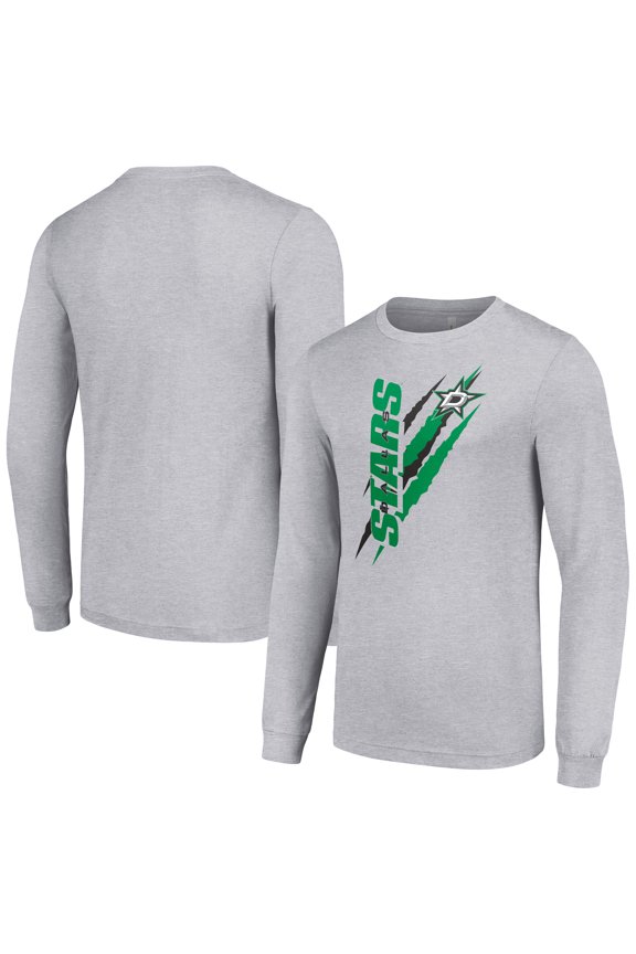 Men's Starter Heather Gray Dallas Stars Color Scratch Long-Sleeve T-Shirt