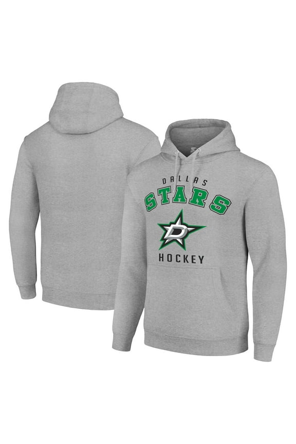 Men's Starter Heather Gray Dallas Stars Logo Pullover Hoodie