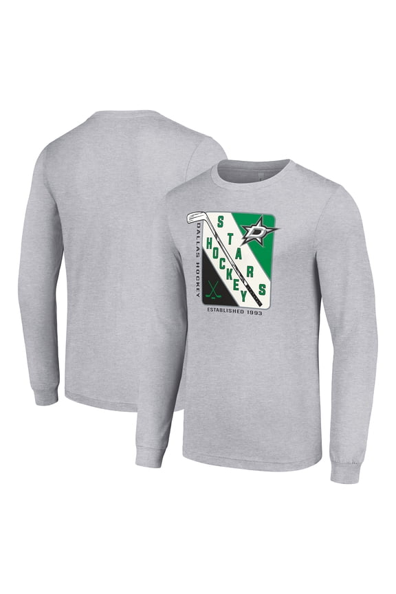 Men's Starter Heather Gray Dallas Stars Shield Long Sleeve Graphic T-Shirt
