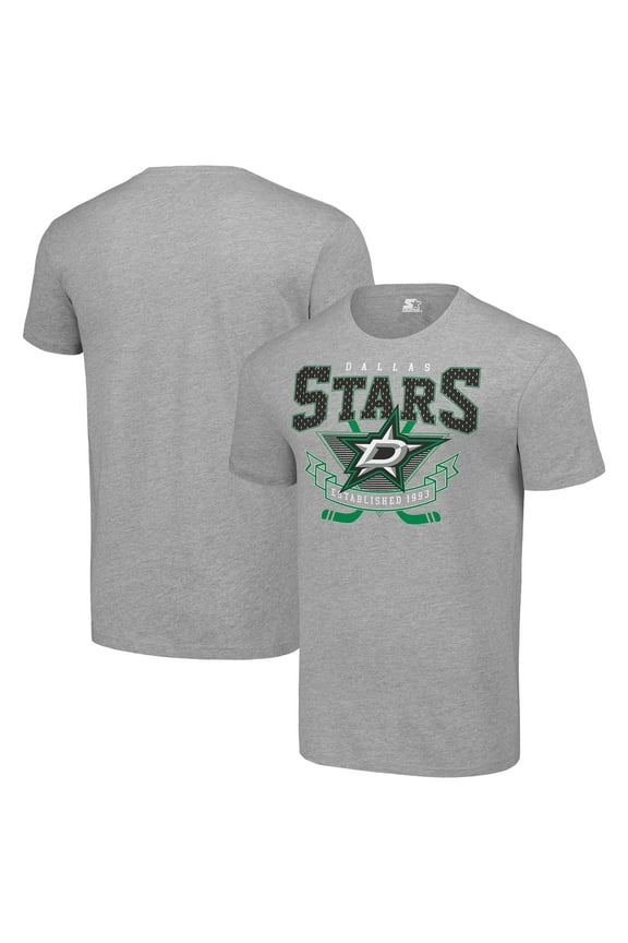 Men's Starter Heather Gray Dallas Stars Team Logo Graphic T-Shirt