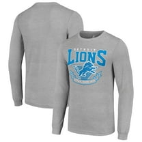 Men's Starter Heather Gray Detroit Lions '80s Inspired Team Logo Long Sleeve T-Shirt