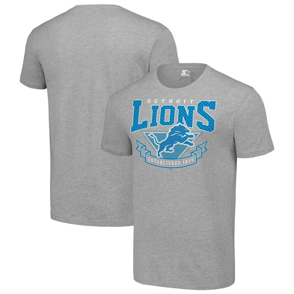 Men's Starter Heather Gray Detroit Lions 80s Inspired Team Logo T-Shirt