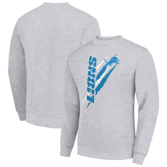 Men's Starter Heather Gray Detroit Lions Color Scratch Team Graphic Fleece Pullover Sweatshirt