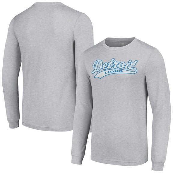 Men's Starter Heather Gray Detroit Lions Tailsweep Long Sleeve T-Shirt