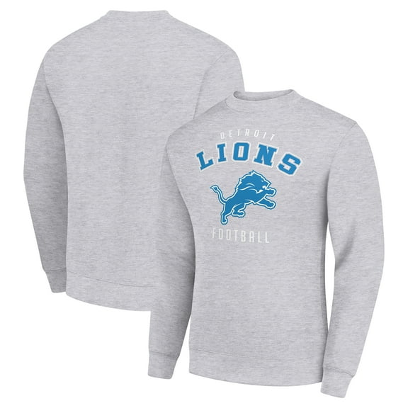 Men's Starter Heather Gray Detroit Lions Team Logo Pullover Sweatshirt