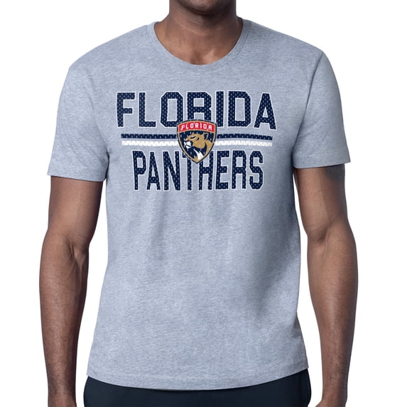 Men's Starter Heather Gray Florida Panthers Mesh Look Team Name T-Shirt