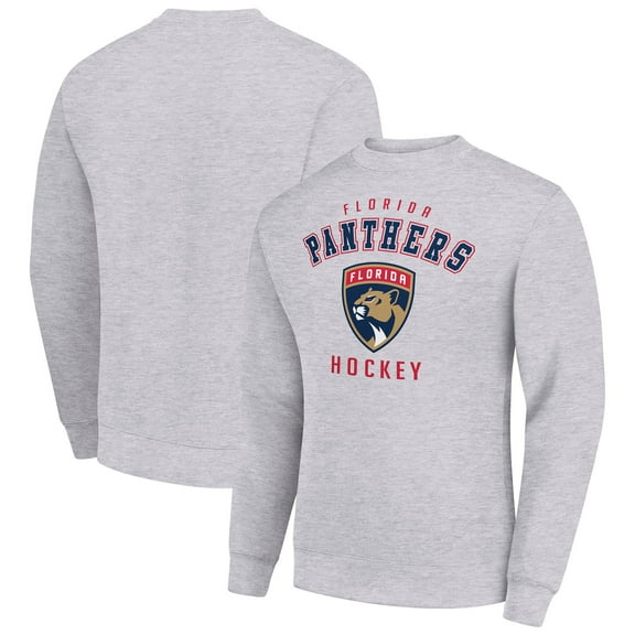 Men's Starter  Heather Gray Florida Panthers Team Logo Fleece Pullover Sweatshirt