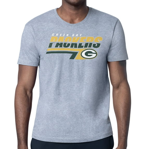 Men's Starter Heather Gray Green Bay Packers Logo Push Graphic T-Shirt