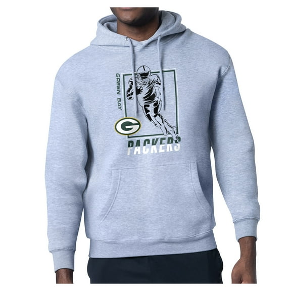 Men's Starter Heather Gray Green Bay Packers Player Grid Pullover Hoodie