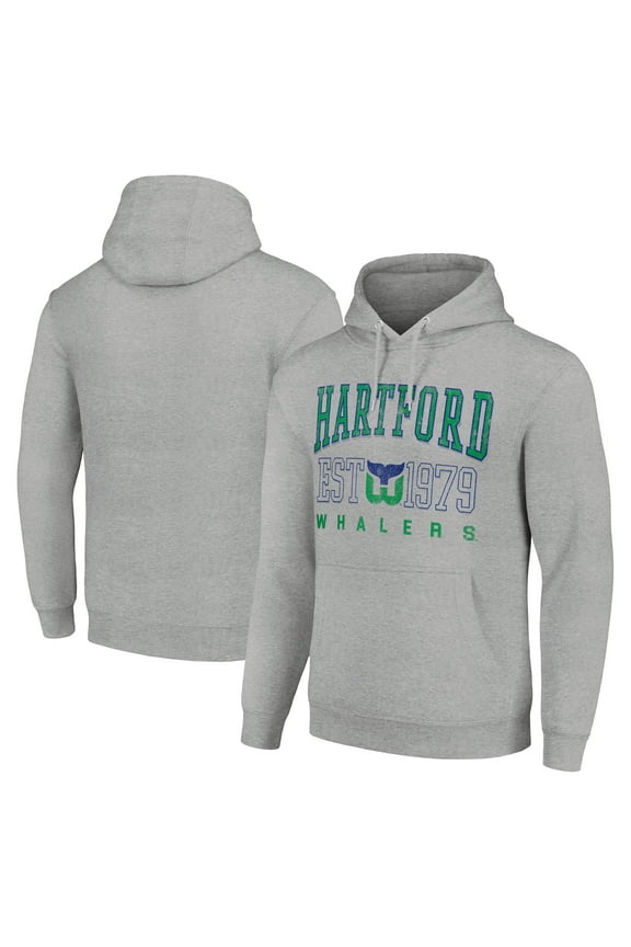 Men's Starter Heather Gray Hartford Whalers Retro Graphic Pullover Hoodie