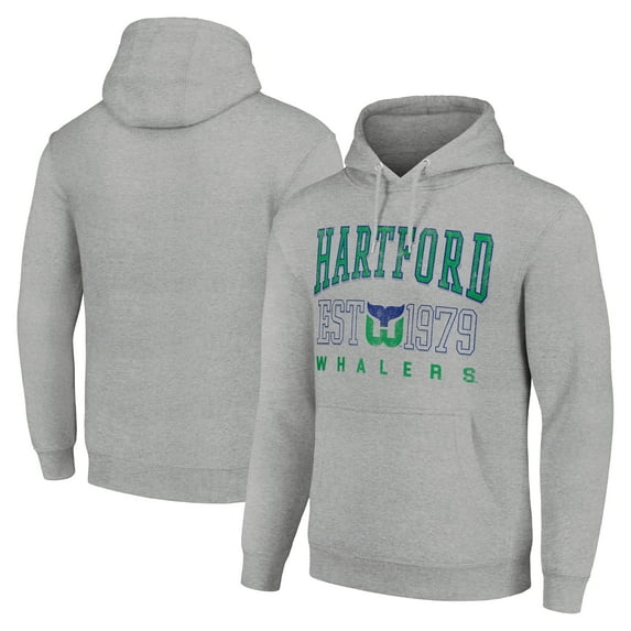Men's Starter Heather Gray Hartford Whalers Retro Graphic Pullover Hoodie