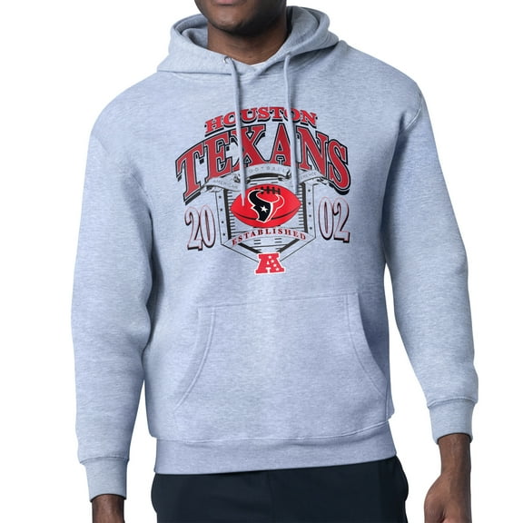 Men's Starter Heather Gray Houston Texans 80s Retro Pullover Hoodie