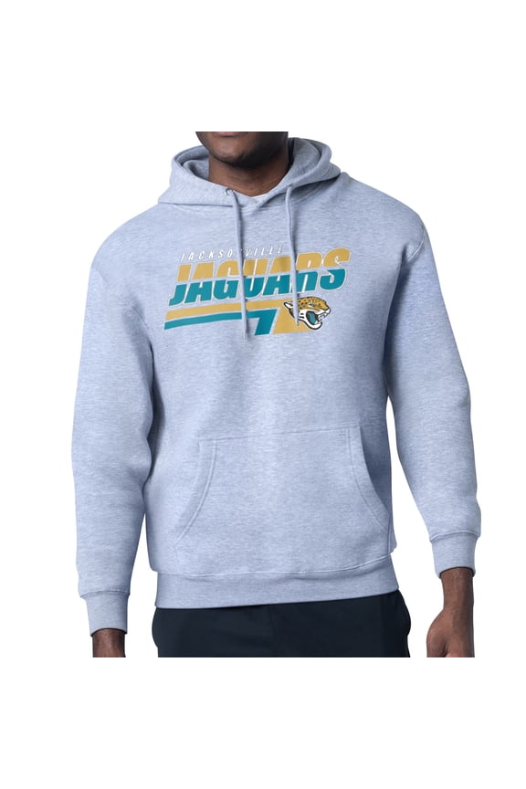 Men's Starter Heather Gray Jacksonville Jaguars Logo Push Graphic Hoodie