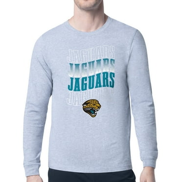 Men's Starter  Heather Gray Jacksonville Jaguars Repeat Wordmark Retro Team Logo Long Sleeve T-Shirt