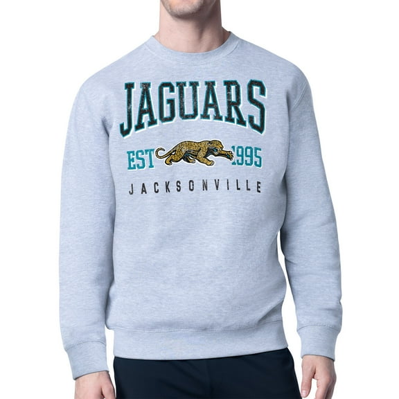 Men's Starter  Heather Gray Jacksonville Jaguars Retro Team Logo Pullover Sweatshirt