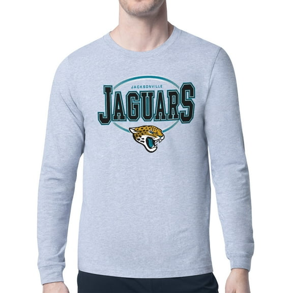 Men's Starter Heather Gray Jacksonville Jaguars Team Track Graphic Long Sleeve T-Shirt