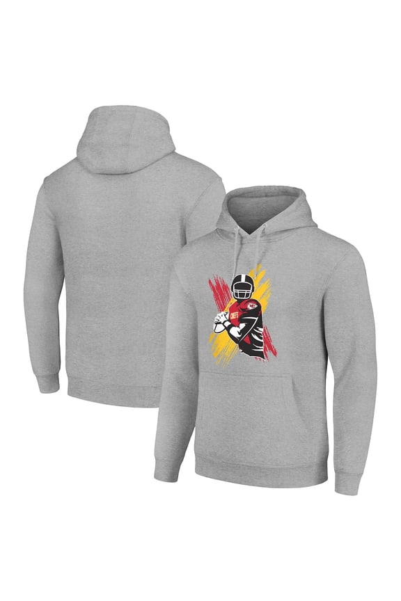 Men's Starter Heather Gray Kansas City Chiefs Player X Fleece Pullover Hoodie