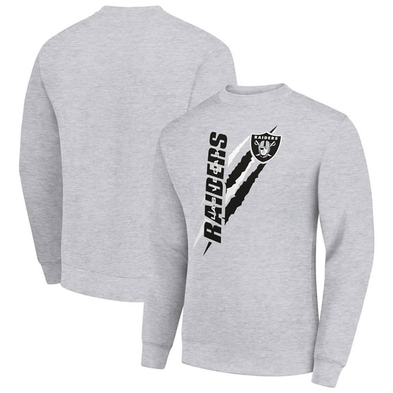 Men's Starter Heather Gray Las Vegas Raiders Color Scratch Team Graphic Fleece Pullover Sweatshirt