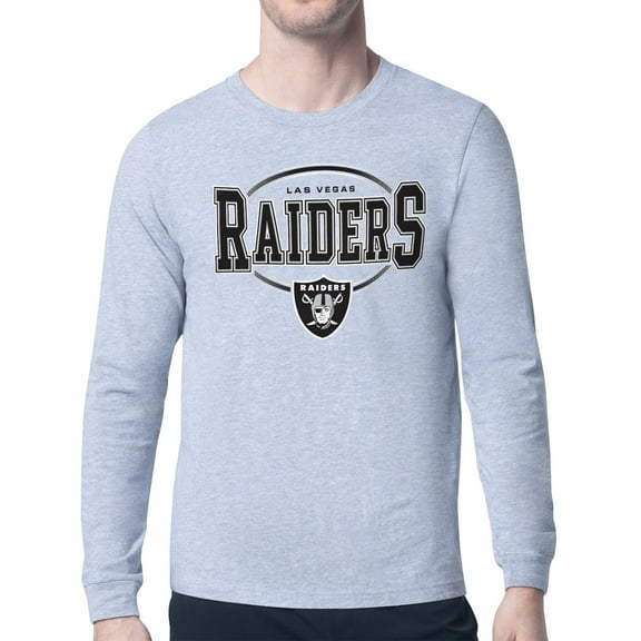 Men's Starter Heather Gray Las Vegas Raiders Team Track Graphic Long Sleeve T-Shirt