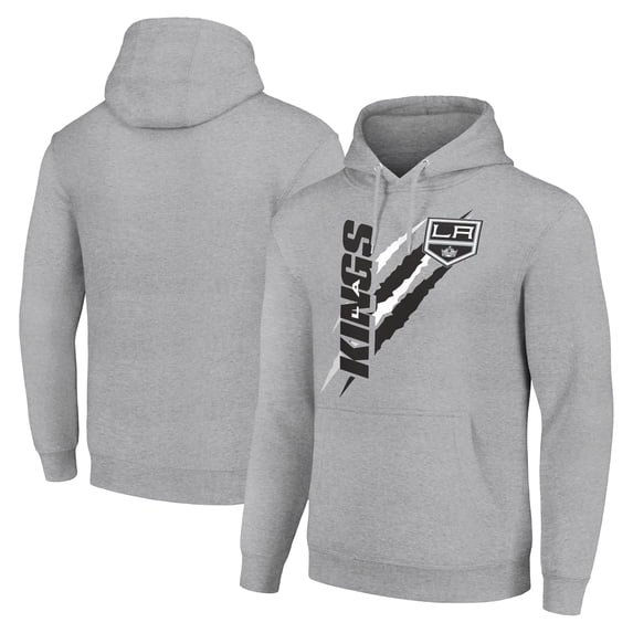 Men's Starter Heather Gray Los Angeles Kings Color Scratch Fleece Pullover Hoodie