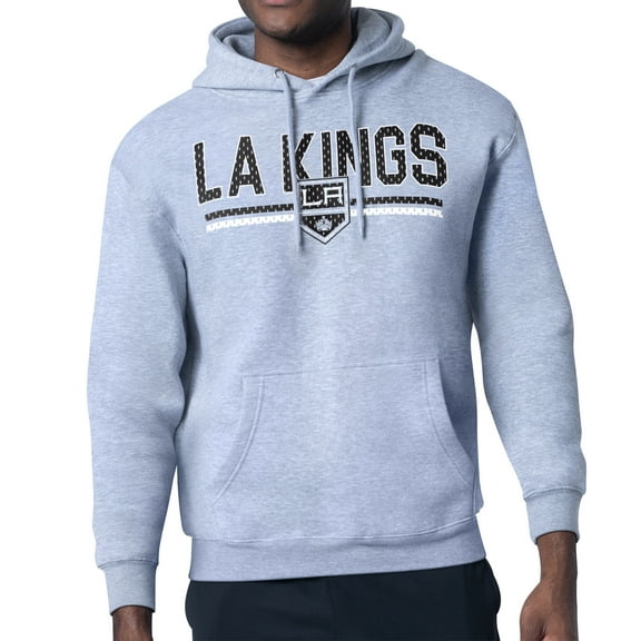 Men's Starter Heather Gray Los Angeles Kings Mesh Look Team Name Logo Tri-Blend Pullover Hoodie