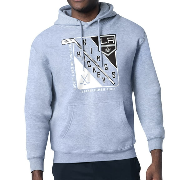 Men's Starter Heather Gray Los Angeles Kings Shield Logo Pullover Hoodie