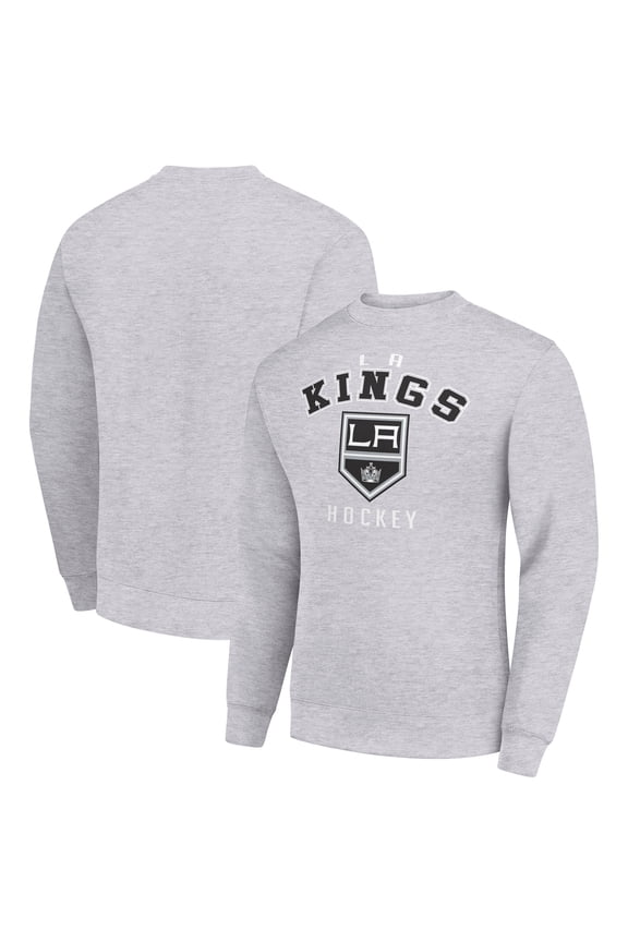 Men's Starter Heather Gray Los Angeles Kings Team Logo Fleece Pullover Sweatshirt