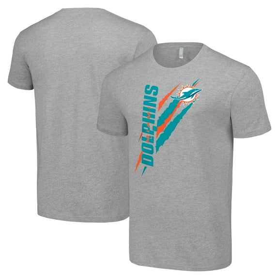 Men's Starter  Heather Gray Miami Dolphins Color Scratch T-Shirt