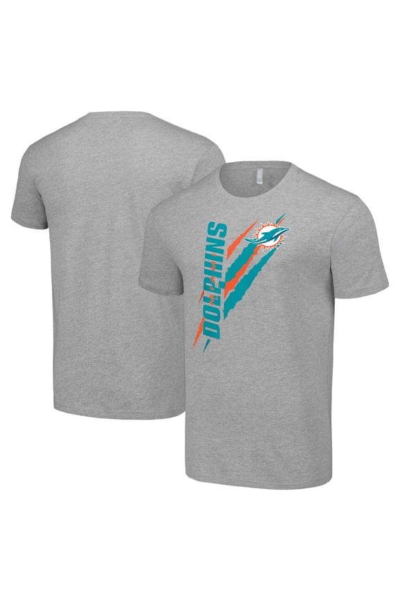 Men's Starter  Heather Gray Miami Dolphins Color Scratch T-Shirt