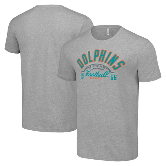 Men's Starter Heather Gray Miami Dolphins Half Ball Team T-Shirt